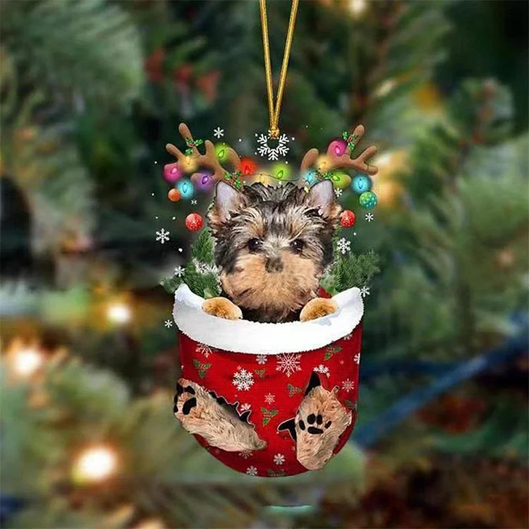 Yorkshire Terrier Acrylic Christmas Tree Ornament