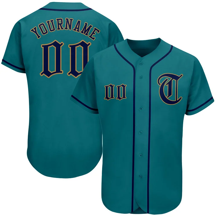 Custom Teal Navy Baseball Jersey
