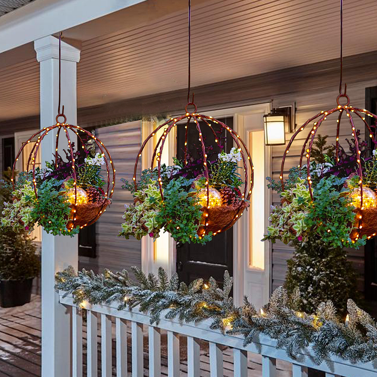 Pre-lit Christmas and winter hanging baskets (buy three get one free, buy five get two free) last day - Appledas