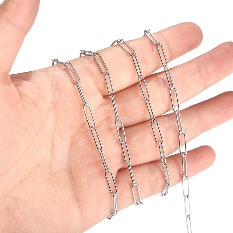 1 Roll 1*4*12mm 304 Stainless Steel Solid Color Chain