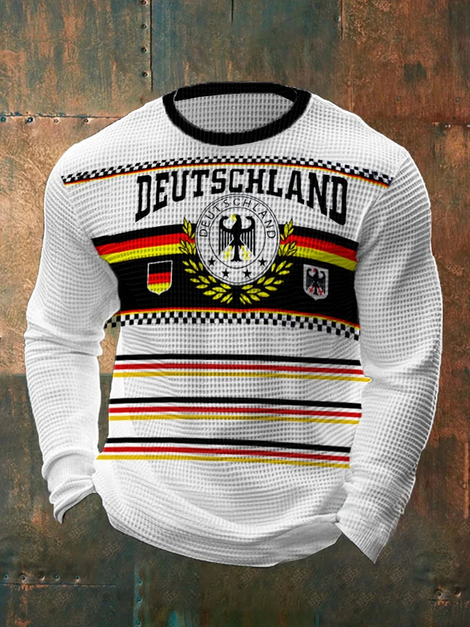 Men's Deutschland Print Waffle Long Sleeve T-shirt