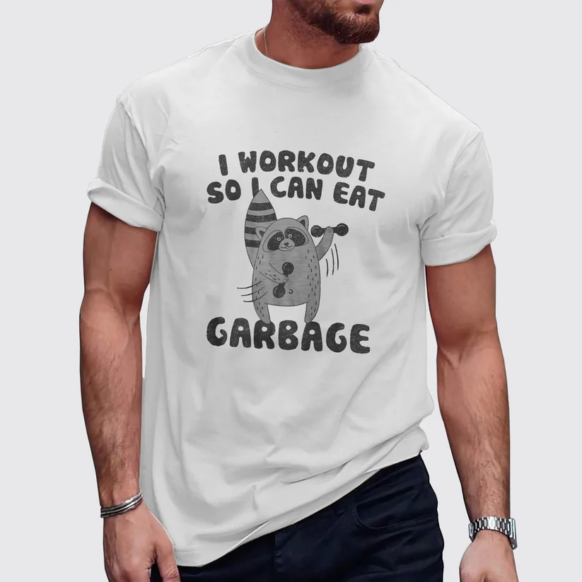 I WORKOUT SO I CAN EAT CARBAGE Men's Printed Fitness T-Shirt
