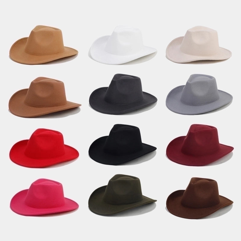 Unisex Retro Classic Style Solid Color Big Eaves Fedora Hat