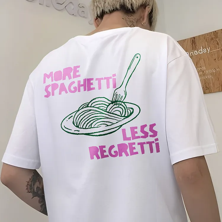 More Spaghetti Less Regretti Printed Men's T-shirt
