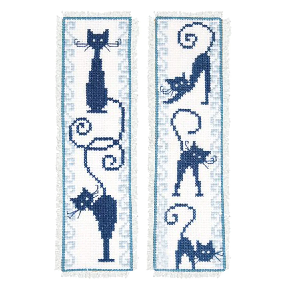 14ct 2-Strand Double-sided Counted Cross Stitch Bookmark - Cat(18*6cm)