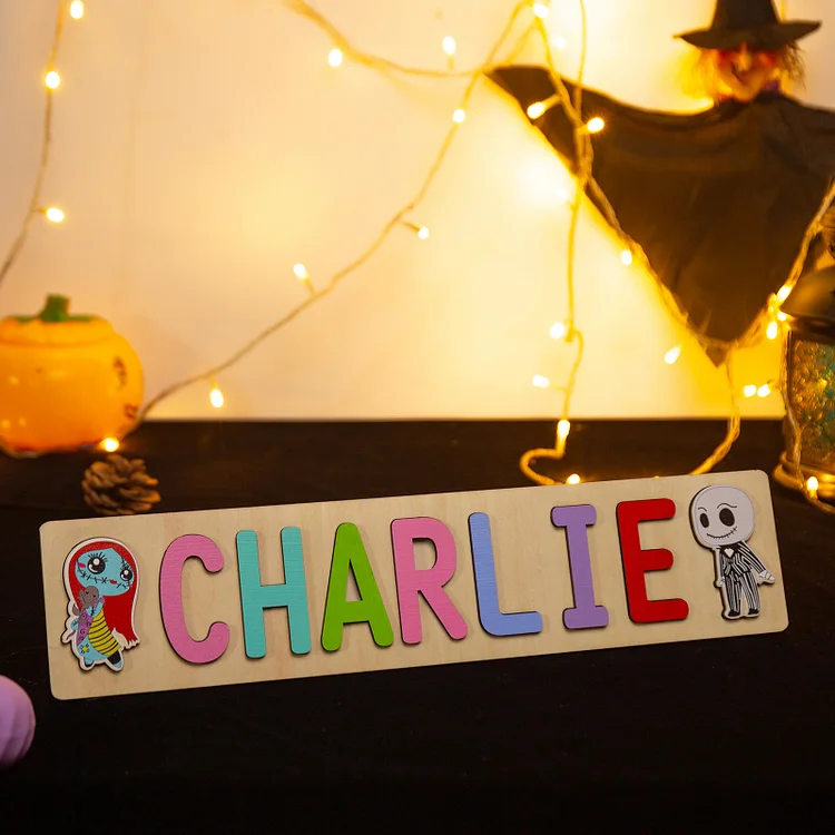 Custom Halloween Wooden Puzzles Custom Name Educational Toys for Toddlers