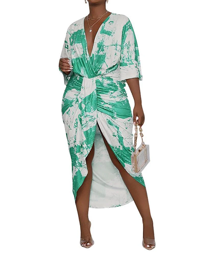 Tie-Dye Printed Irregular Dress