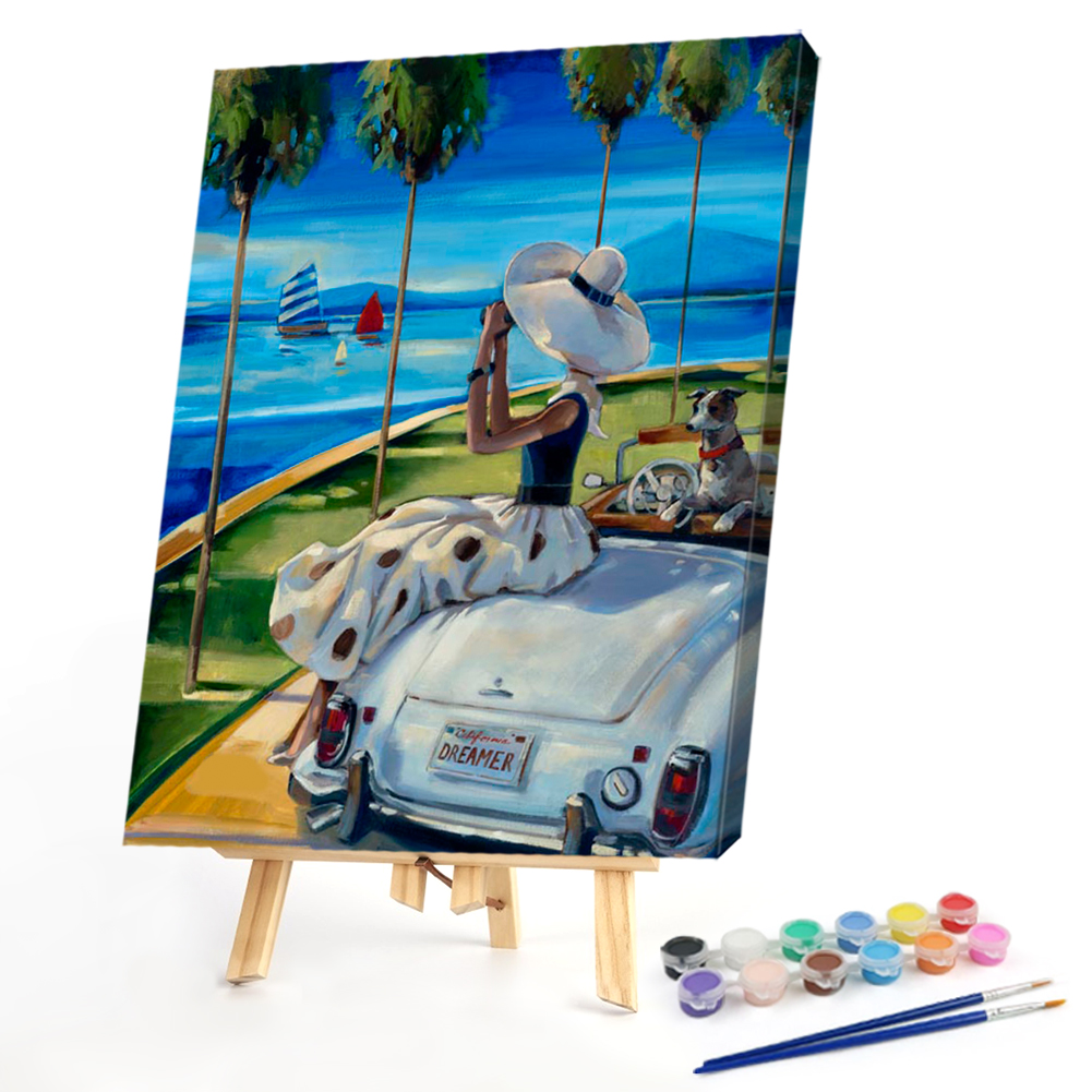 

40*50CM - Paint By Numbers - Girl Driving, 501 Original