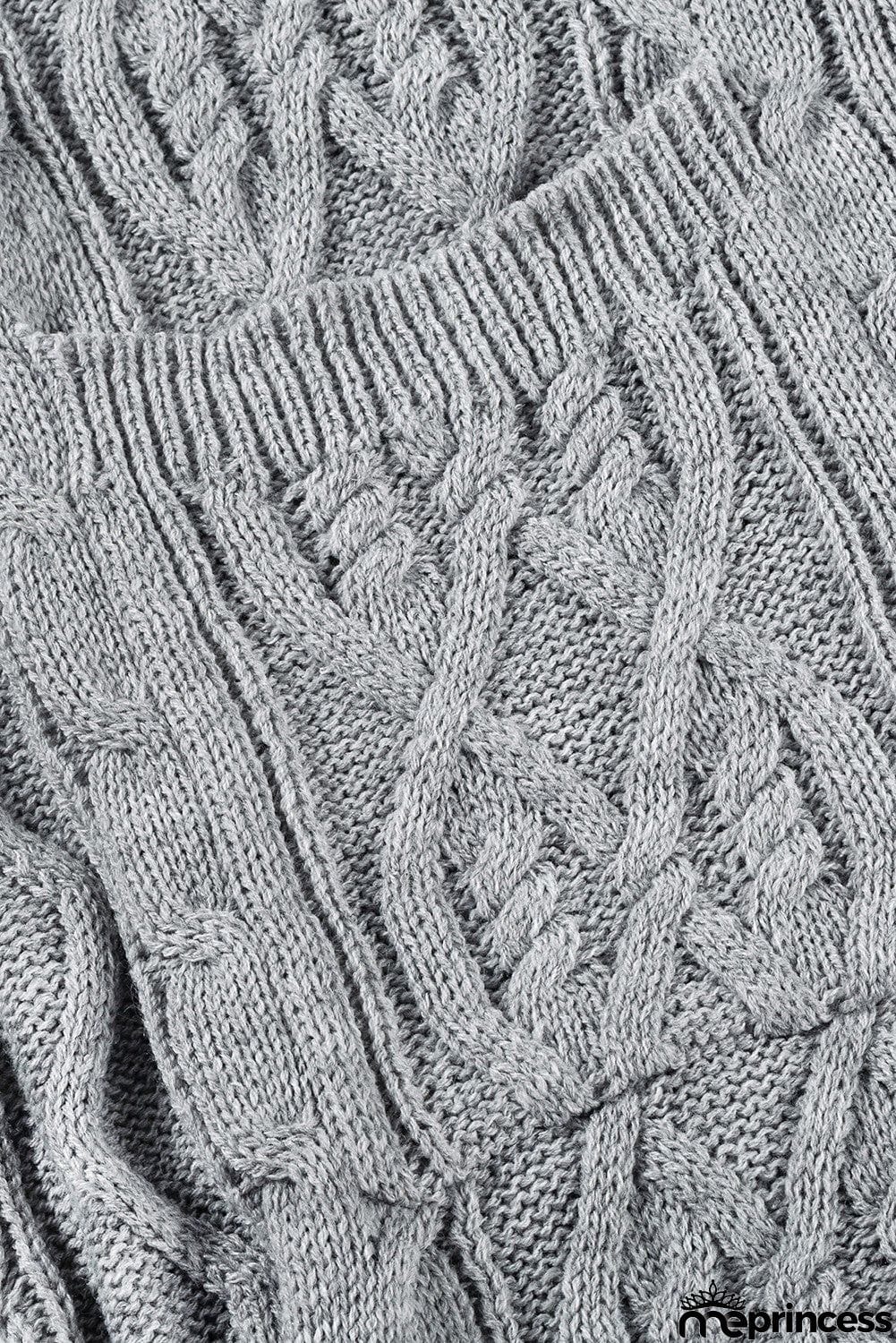 Cable Knit Open Front Long Cardigan