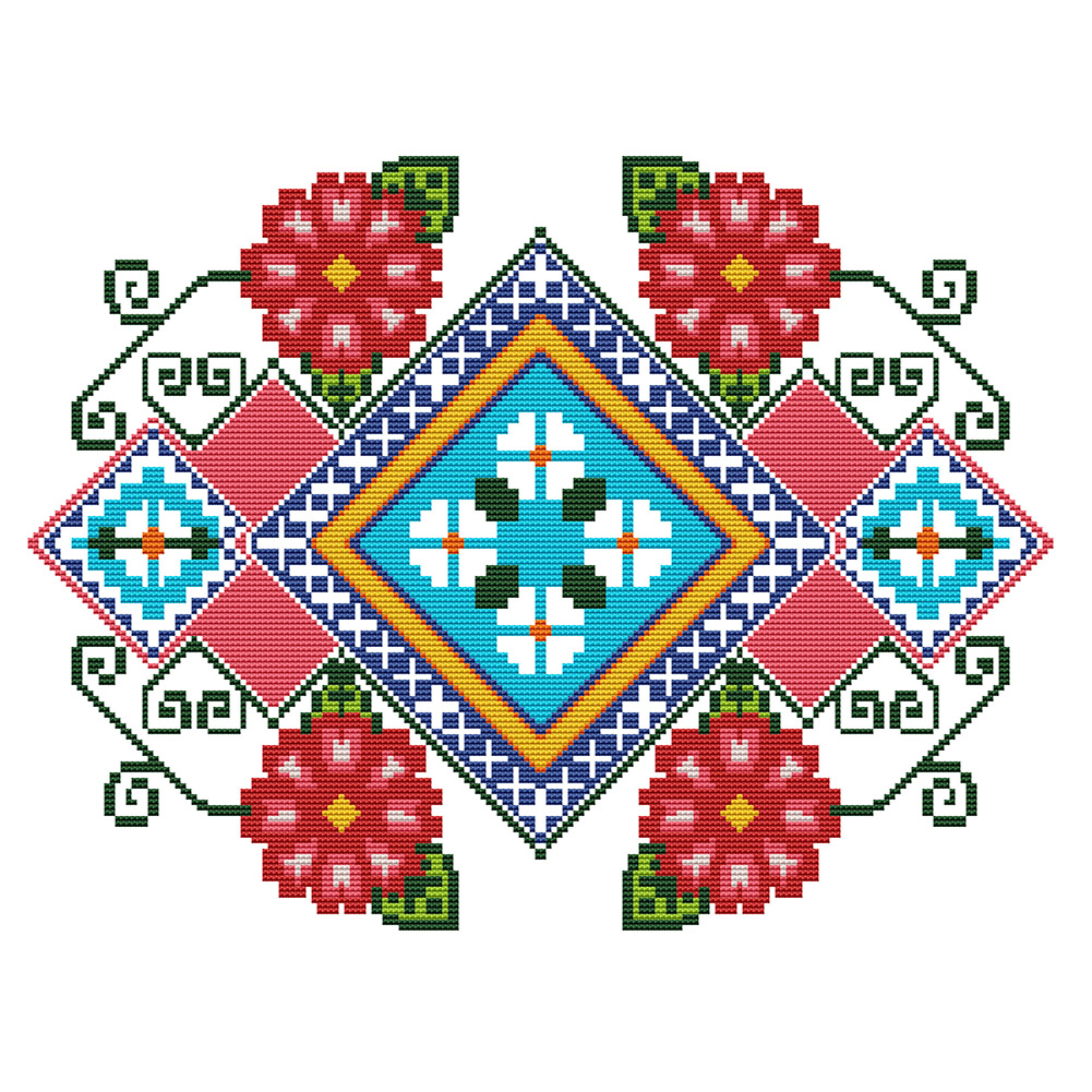 

Flowers Pattern Totem - 11CT Stamped Cross Stitch - 40*50CM, 501 Original
