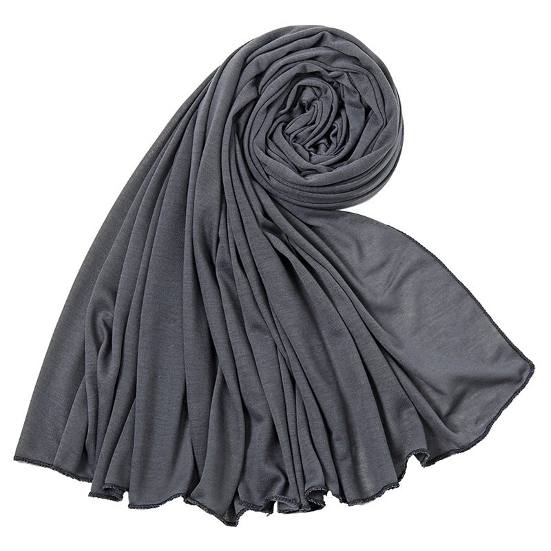 Women’s Minimalist Solid Color Mercerized Cotton Winter Scarves
