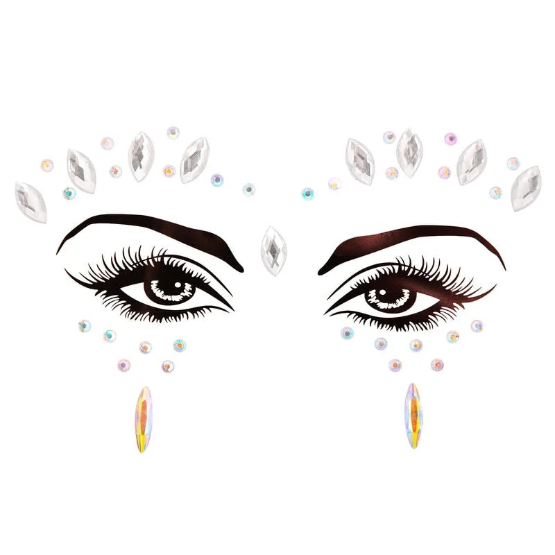 3D Acrylic Glitter Rhinestone Temporary Sexy Face Tattoo Sticker DIY Kids Holiday Party Masquerade Body Facial Jewelry Tattoo