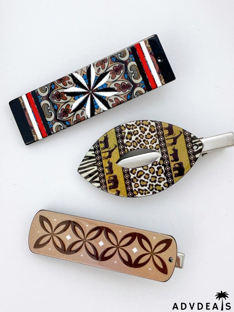 3pcs Geometric Print Hair Clip