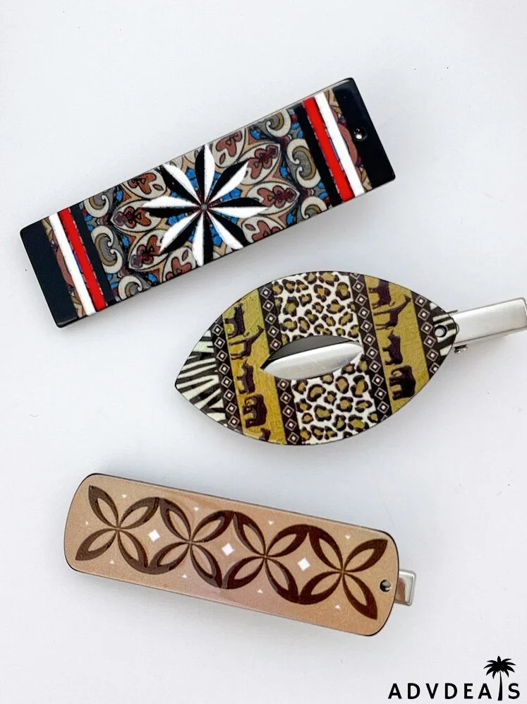 3pcs Geometric Print Hair Clip