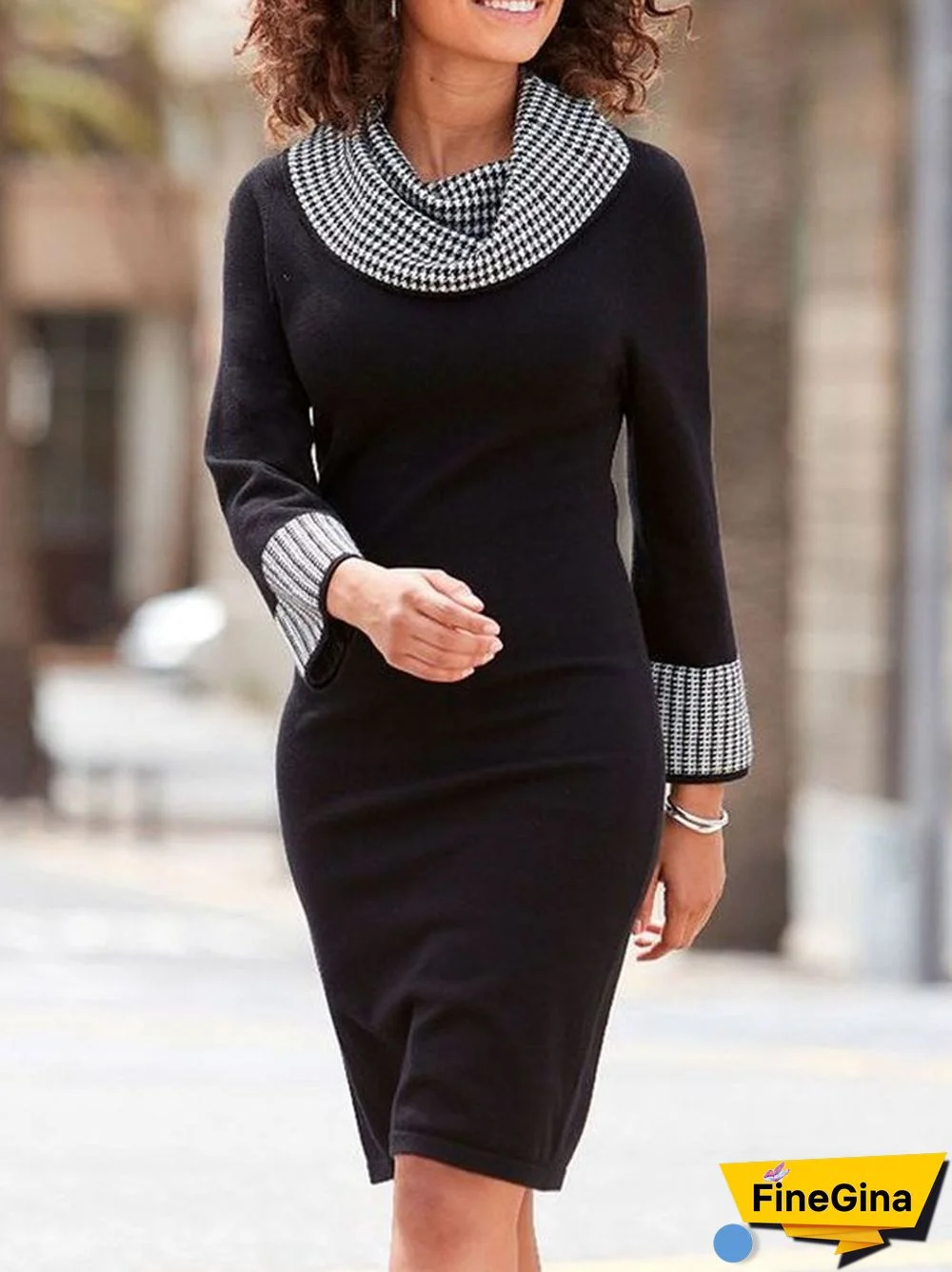 Glamorous Long Sleeve Print Mini Dress