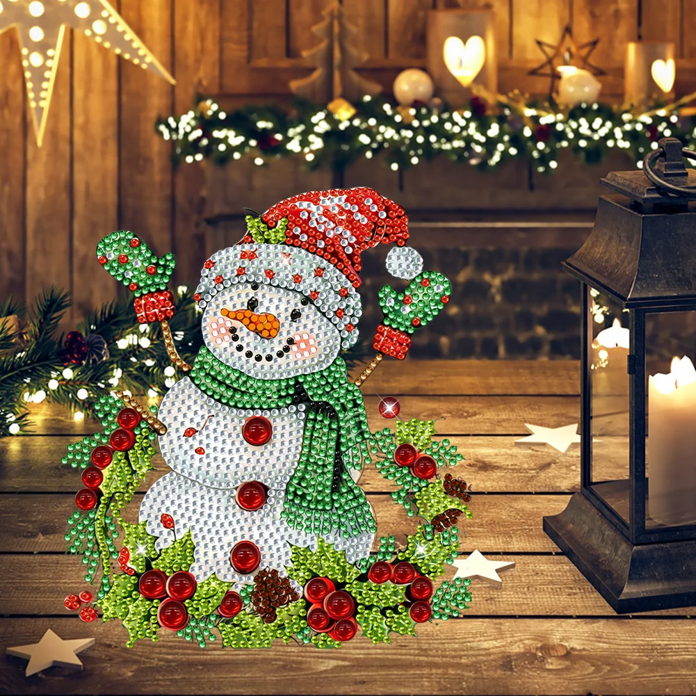 DIY Christmas Snowman Acrylic Shaking Head Cute Christmas Desktop Diamond Art Kits
