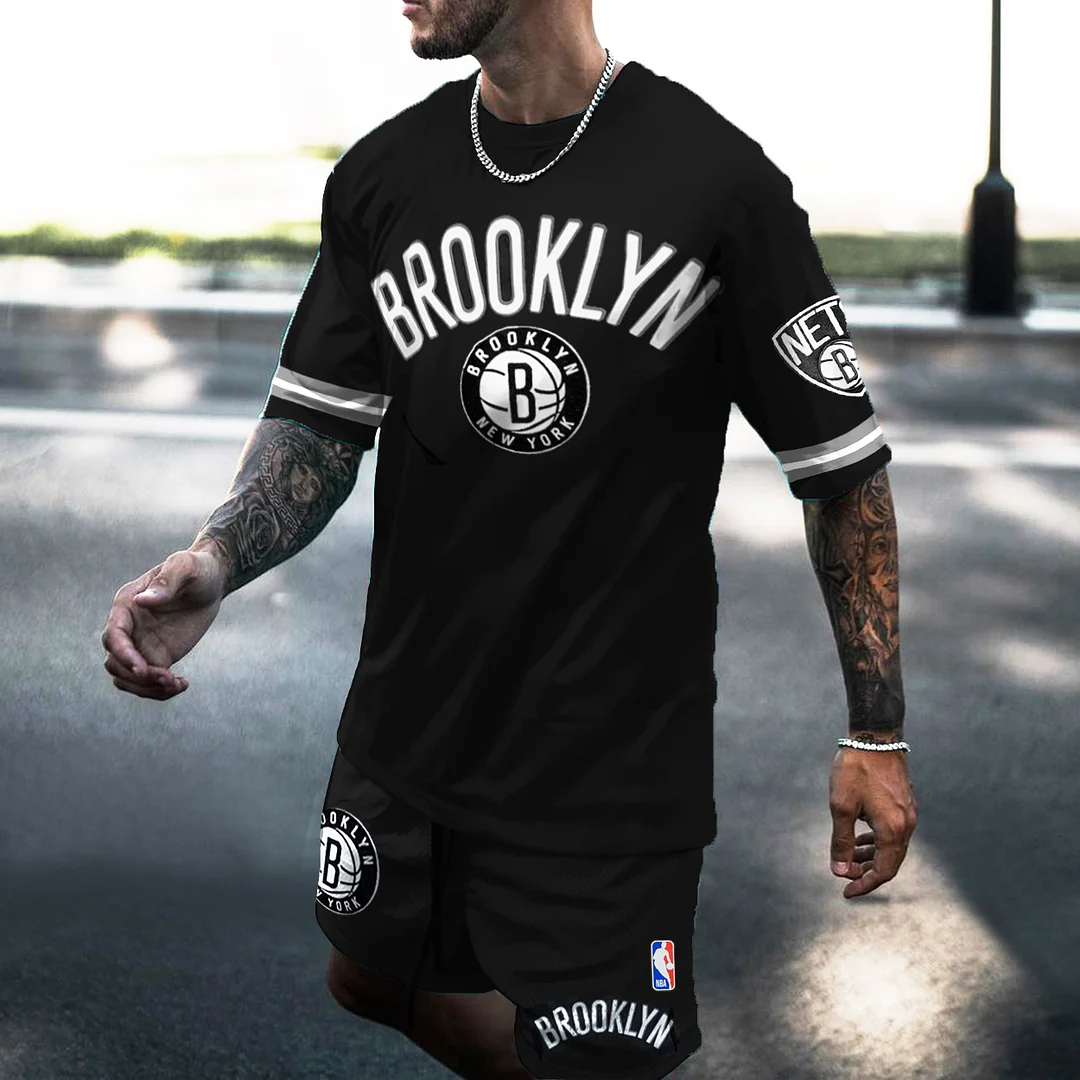 Men's Brooklyn Basketball Recreational Sports Shorts Suit、、URBENIE