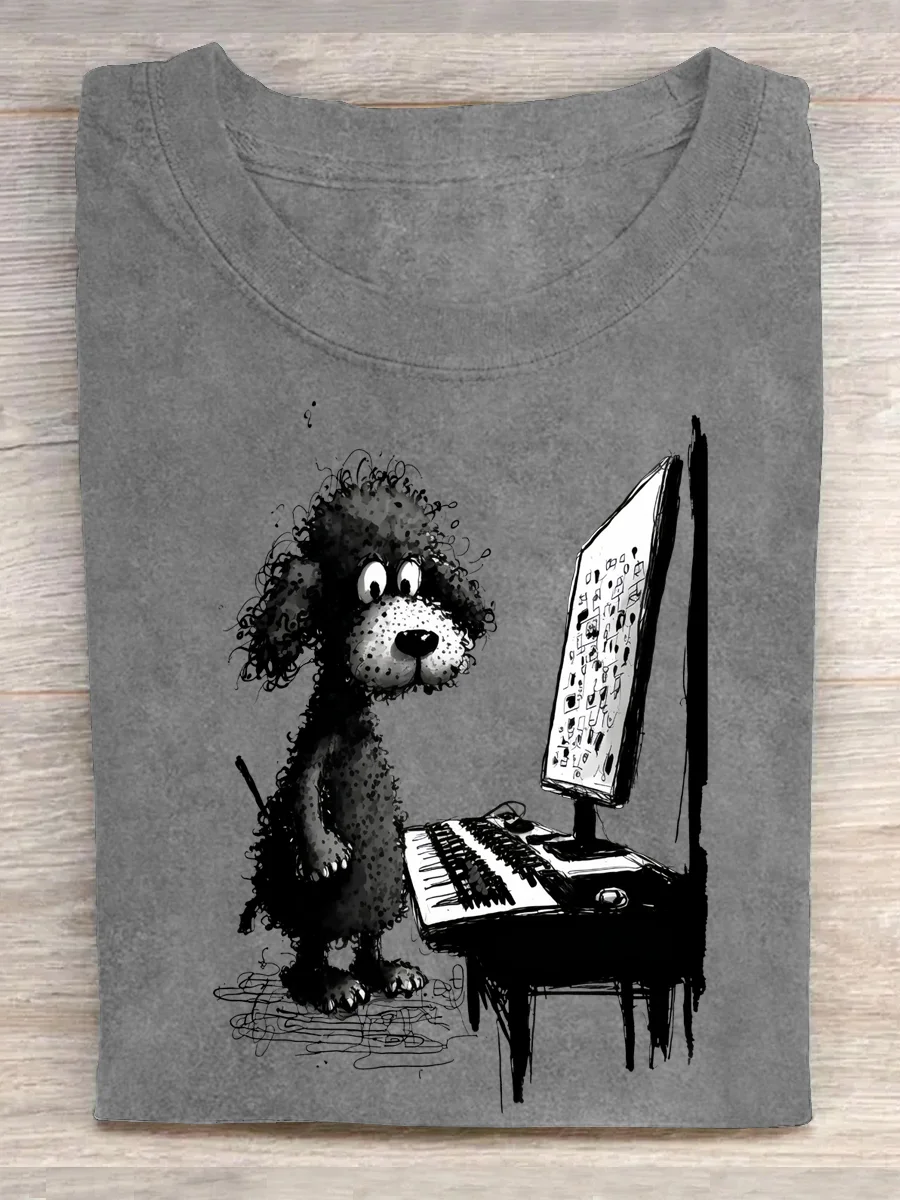 Eagerlys Black Piano And Black Dog-2 T-shirt Eagerlys