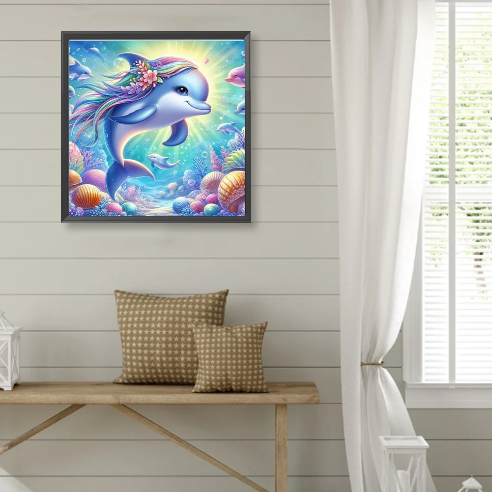 Diamond Painting - Full Round Drill - Dolphin(Canvas|40*40cm)