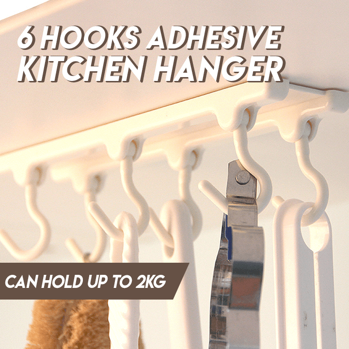 6 Hooks Adhesive Kitchen Hanger