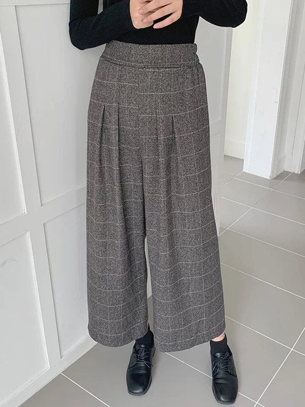 Casual Wide Leg Roomy Checkerboard Pants