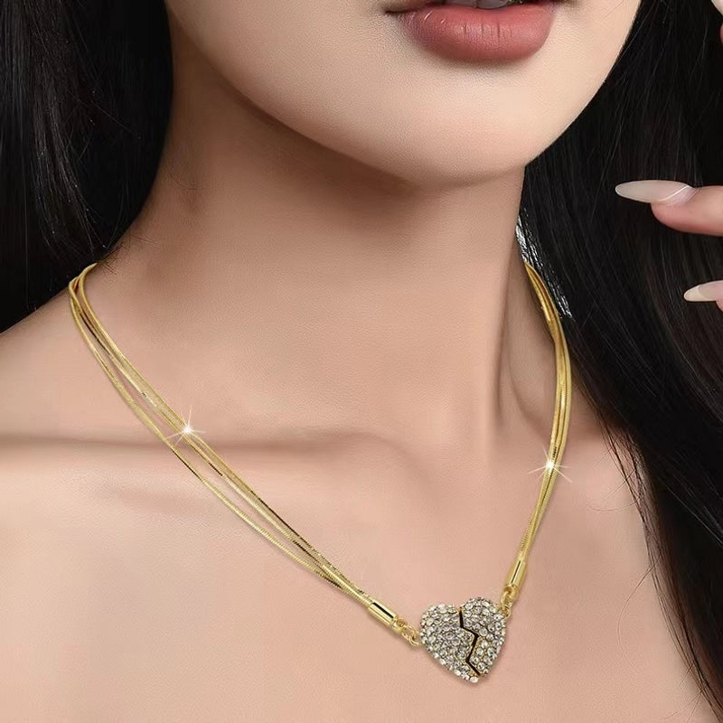 Vintage Style Minimalist Heart Shape Titanium Steel Women's Pendant Necklace