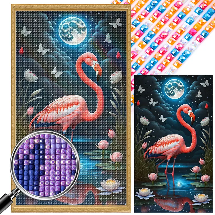 Flamingo And Lotus 40*70CM (Canvas) Full AB Square Drill Diamond Painting gbfke