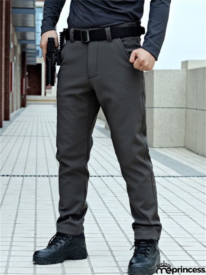 Male Relaxed Commuting Fleece Warm Long Pants