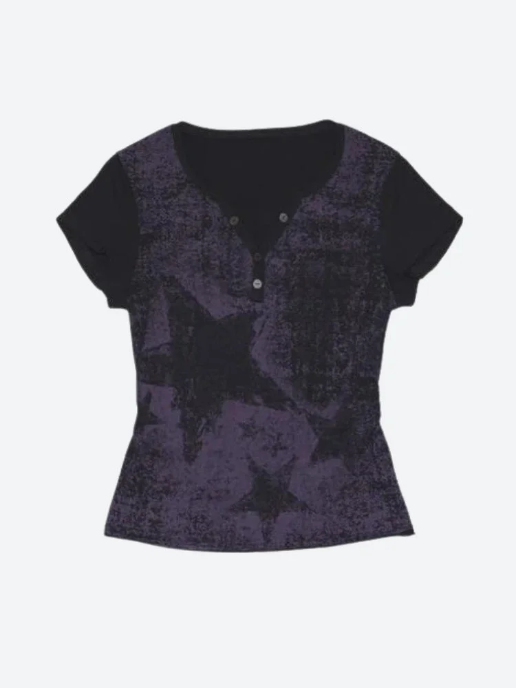 Brownm Star Printed Top