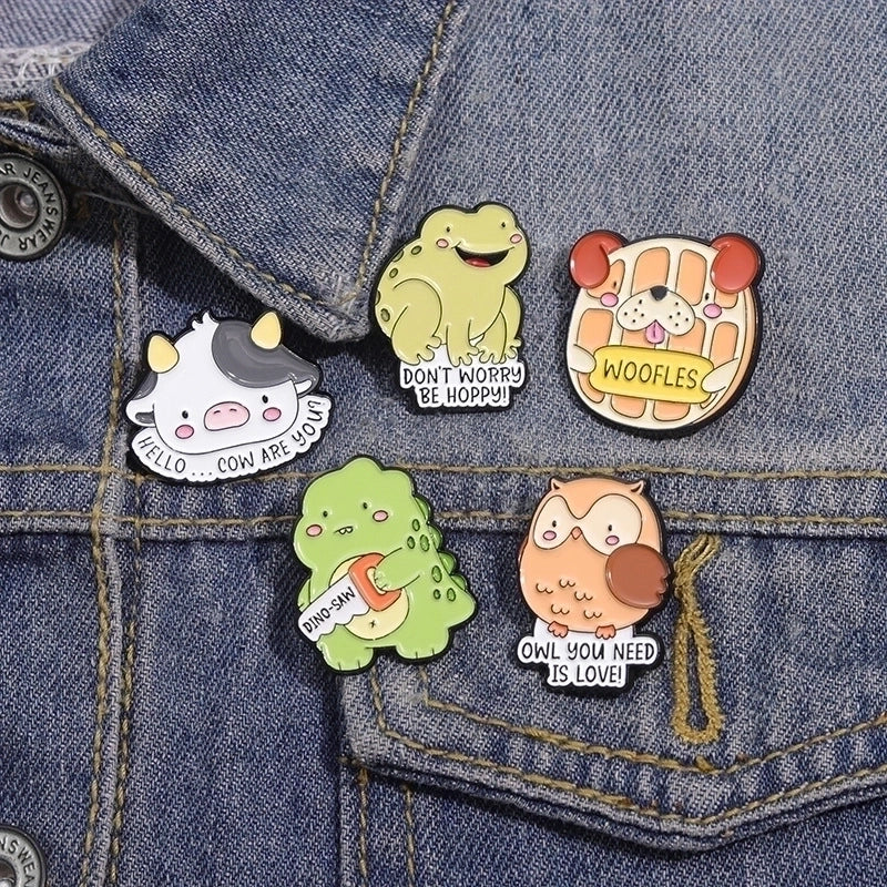 Cute Pin Cat Owl Frog Alloy Stoving Varnish Unisex Brooches