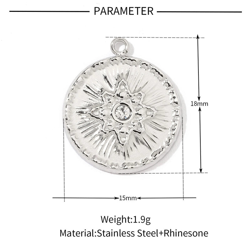 A Pack Of 3 201 Stainless Steel 18K Gold Plated Sun Star Polished Pendant