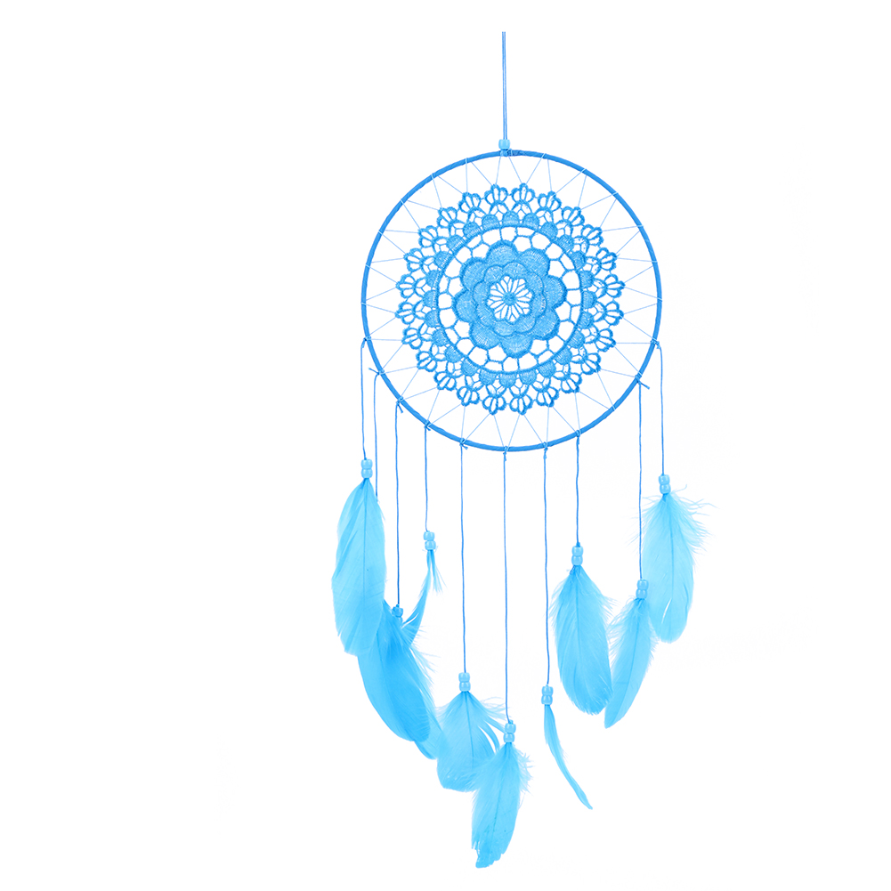 

Blue Handmade Lace Dream Catcher Feather Bead Hanging Decoration Ornament, 501 Original