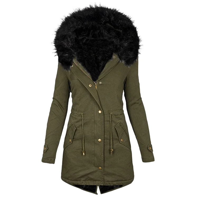 Pocket design elegant women's thicken coat