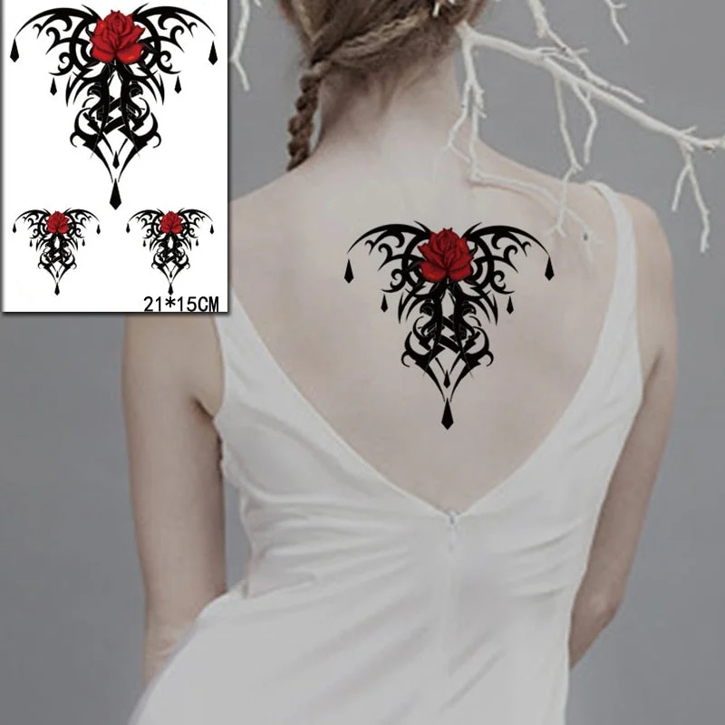 Temporary Tattoo Stickers Sexy Rose Heart-shaped Wreath Fake Tatto Waterproof Tatoo Back Leg Arm Belly Big Size for Women Girl