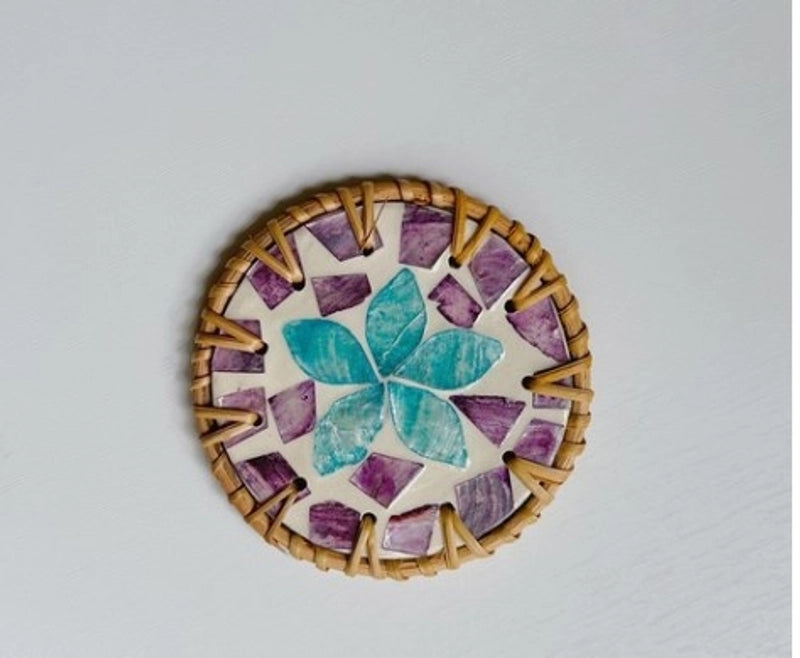 Casual Retro Flower Wood Placemat 1 Piece