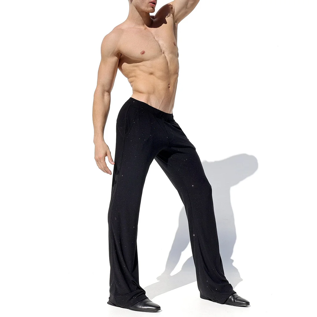 Men's Silver-plated, Glittery, Pure Cotton Loose-fitting Trousers-inspireuse