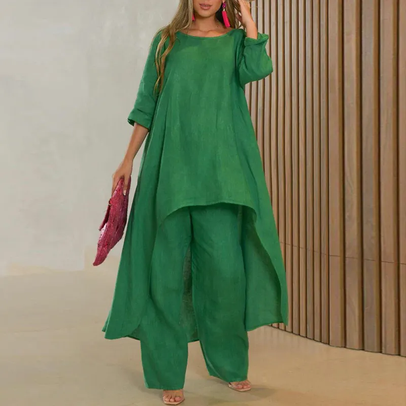 Uveng Uveng Women's New Ins Fashion Solid Color Wide Leg Pants Winter Wear Women's A Set Of 661