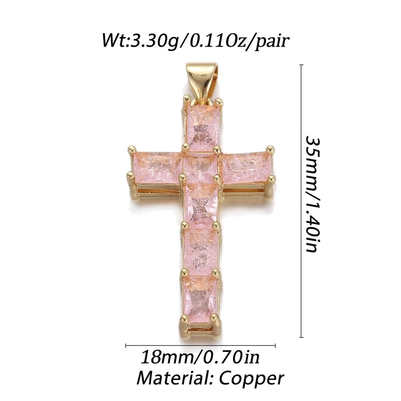 1 Piece Copper Zircon Cross Pendant