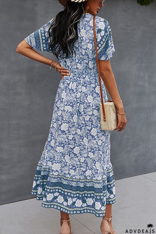 Spring/Summer V-Neck Tie Boho Dress