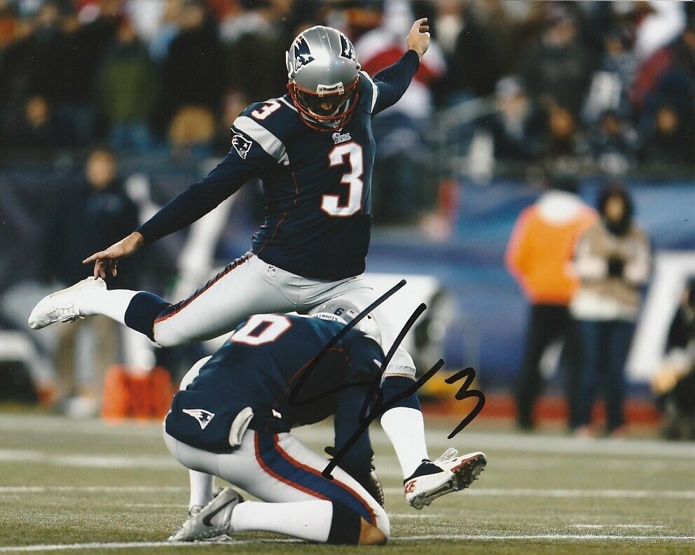 STEPHEN GOSTKOWSKI SIGNED NEW ENGLAND PATRIOTS KICKER 8x10 Photo Poster painting #1 AUTOGRAPH