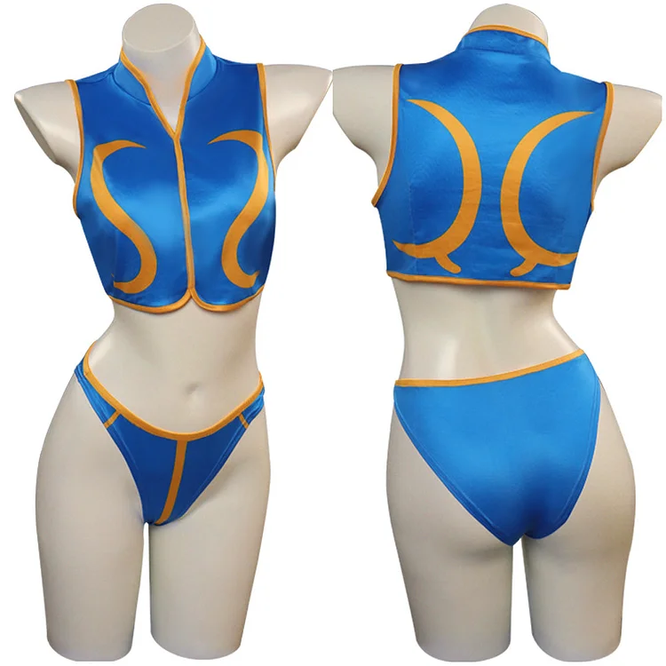 Street Fighter Chun-Li Swimsuit Top Shorts Cosplay Costume Outfits Halloween Carnival Party Suit