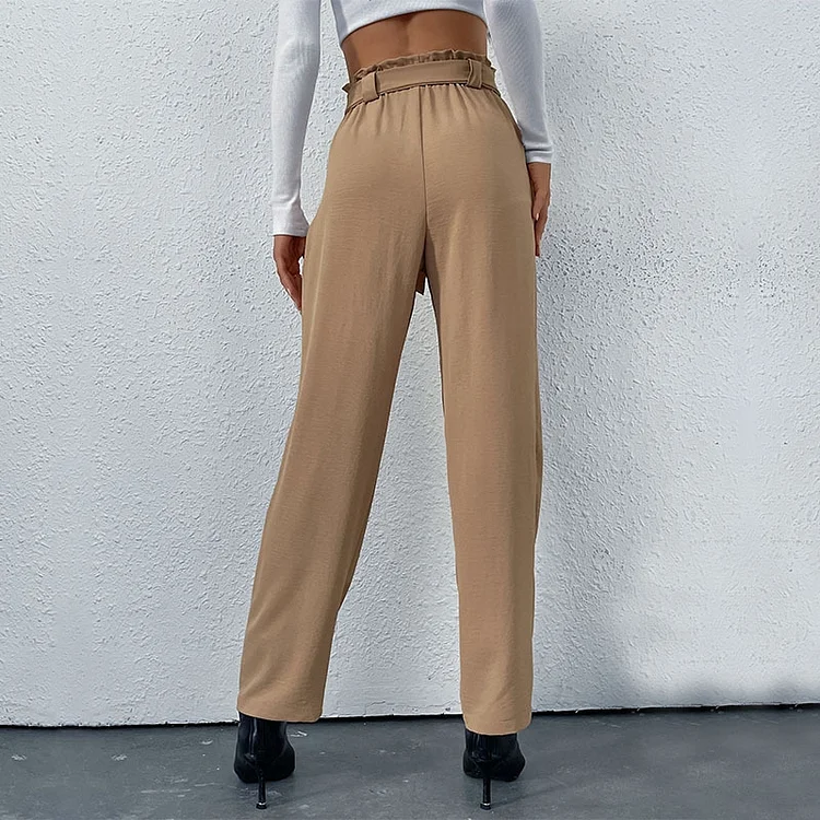 Pleated Tie-Waist Solid Dress Pants For The Office