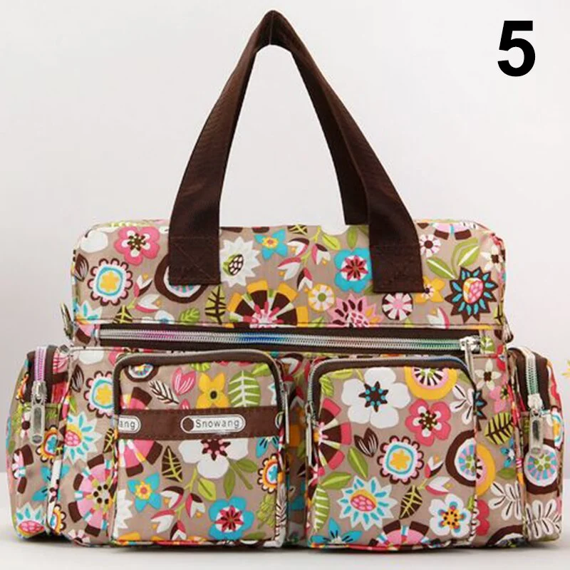 Women Handbag Vintage Flower Printed Waterproof Nylon Shoulder Messenger Bag Large Capacity Tote Bag Casual Picnic Travel Bags