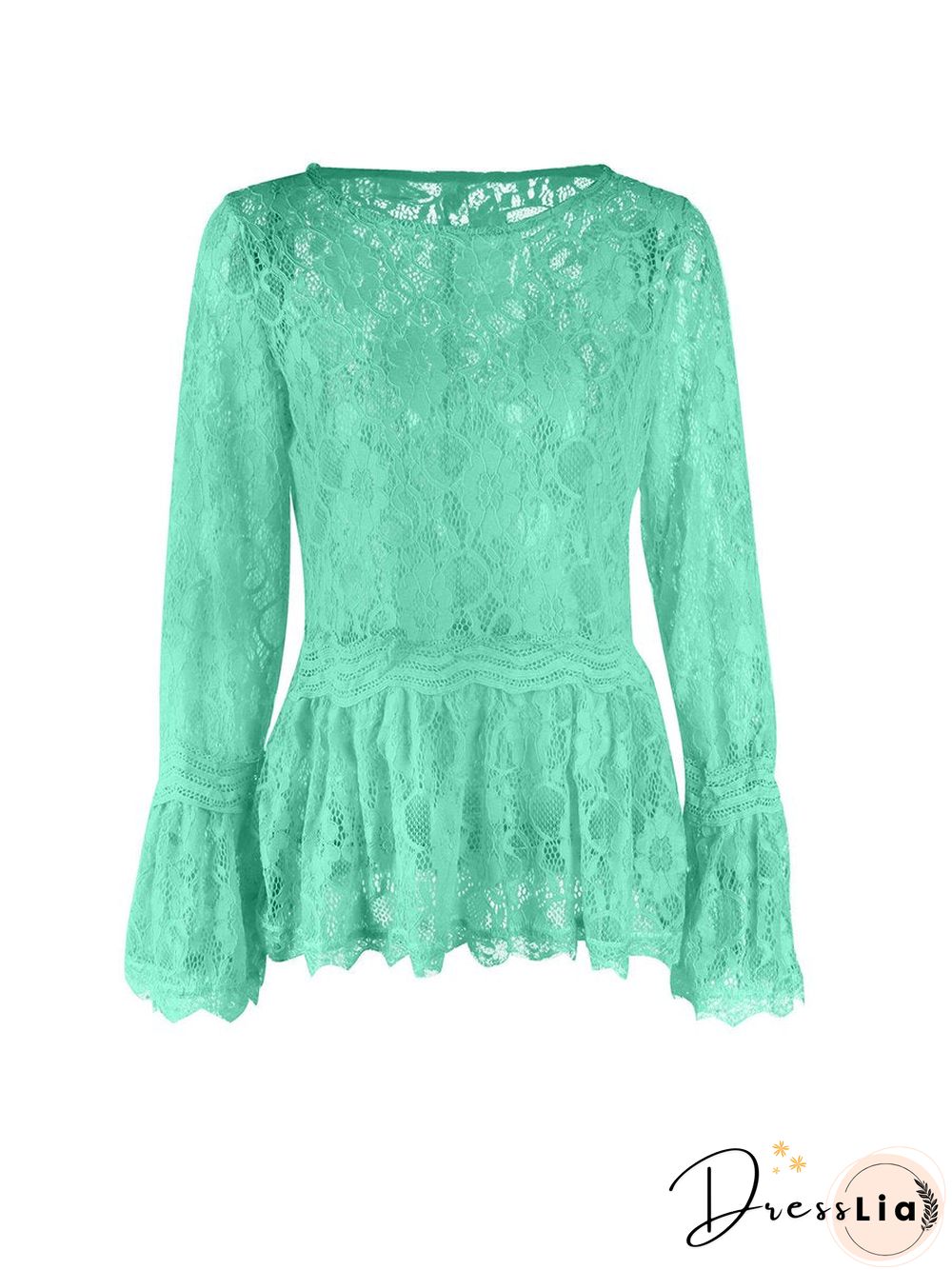 Lace Long Sleeves Round Neck Top