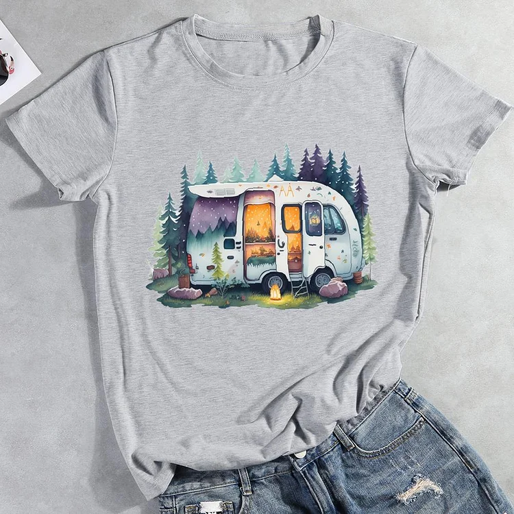 Apparently i camp now Round Neck T-shirt-0025994