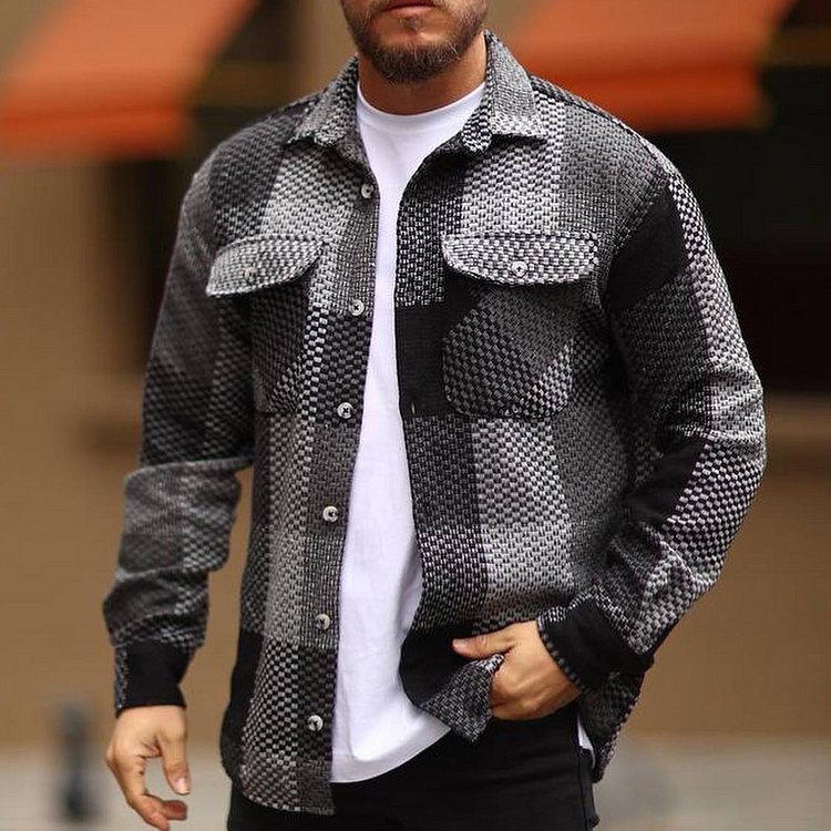 Men's Plaid Long Sleeve Shirt Jacket