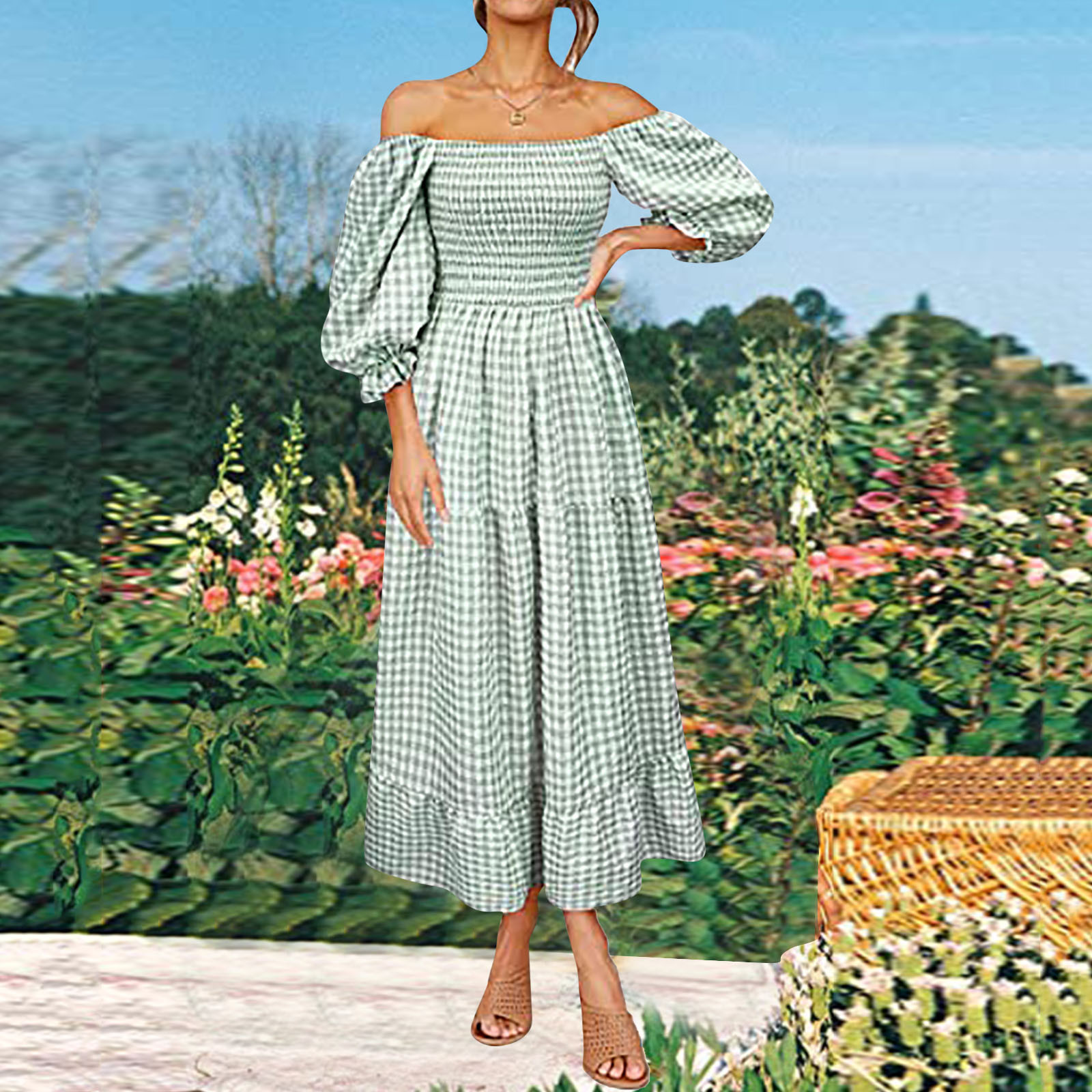 Uptownunder Women Long Sleeve Bohemian Print Dresses Wedding Party Bridesmaid V Neck Drawstring Summer Party Dress Vestidos 2025