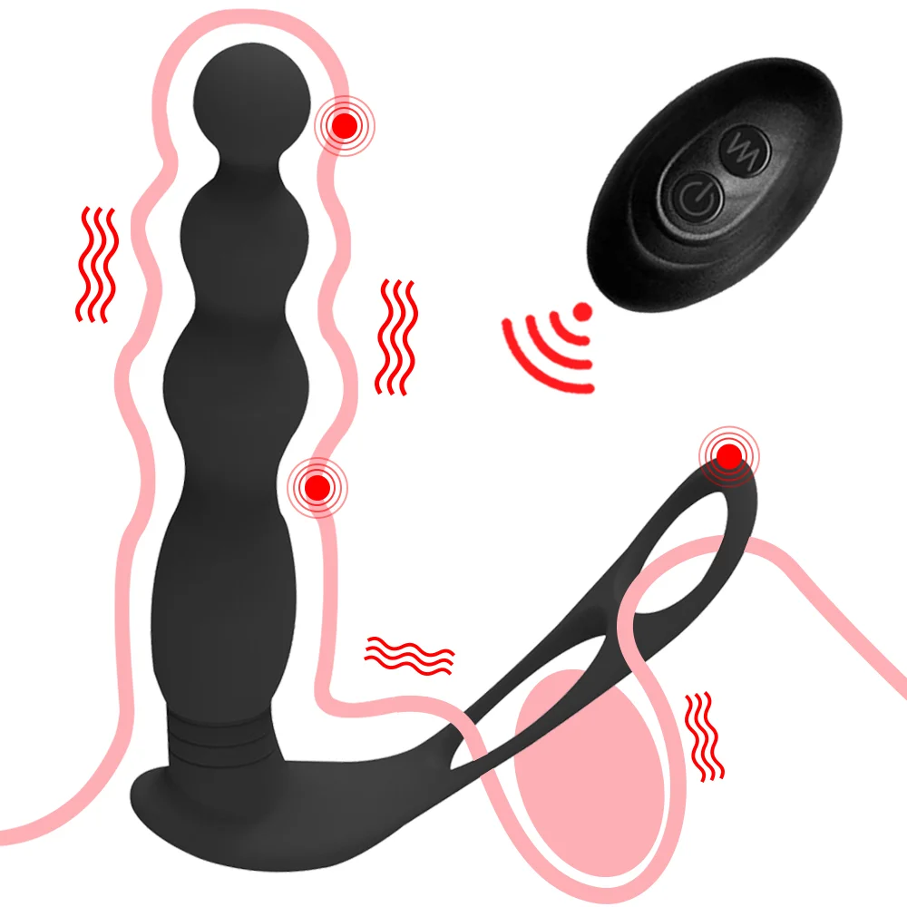 Remote Control Anal Vibrator With Cock Ring - Rose Toy