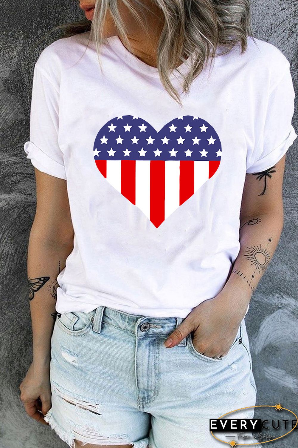 White American Heart Graphic Tee