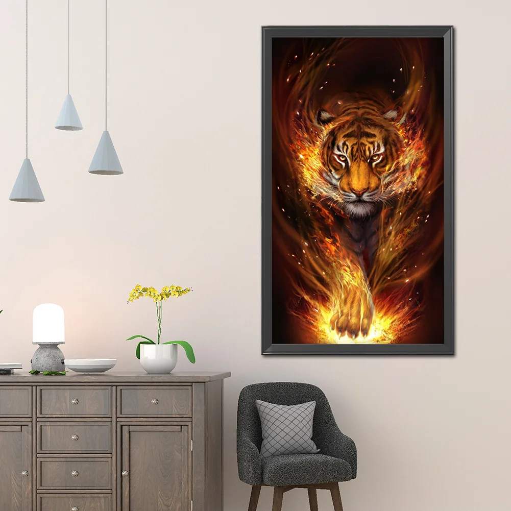 Diamond Painting - Full Round Drill - Fire Tiger(40*80cm)